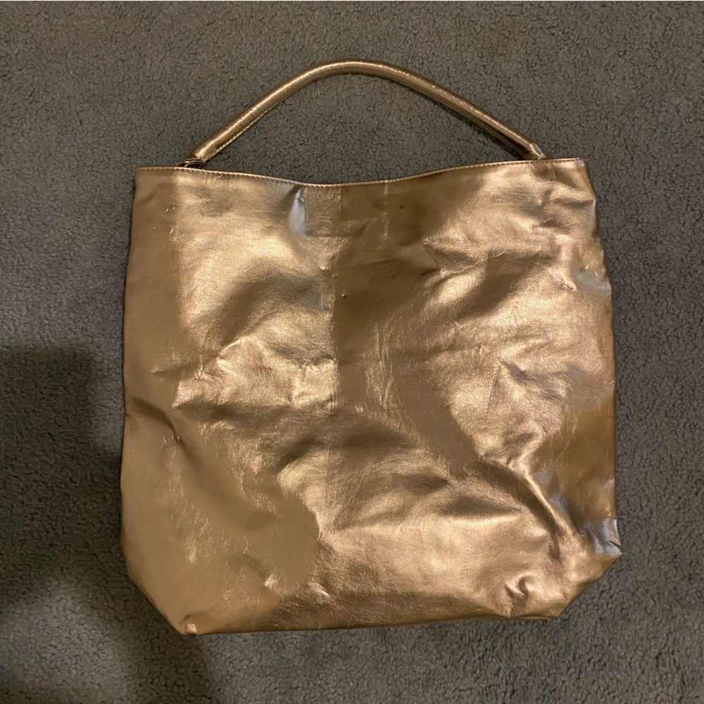 Donna Karan Cosmetics Gold Metallic Tote Bag Large - Picture 2 of 6